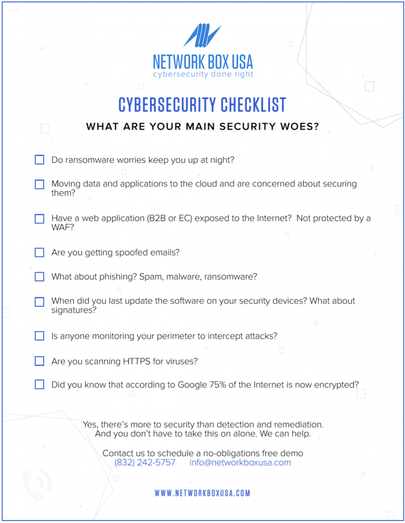 Cybersecurity Checklist Network Box Usa 3748